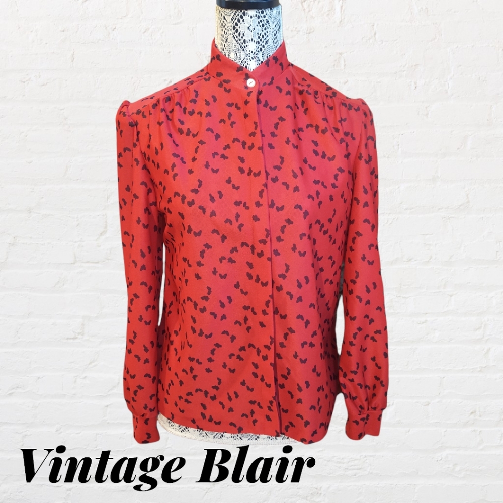 Vintage Blair butterfly silky polyester dress blouse